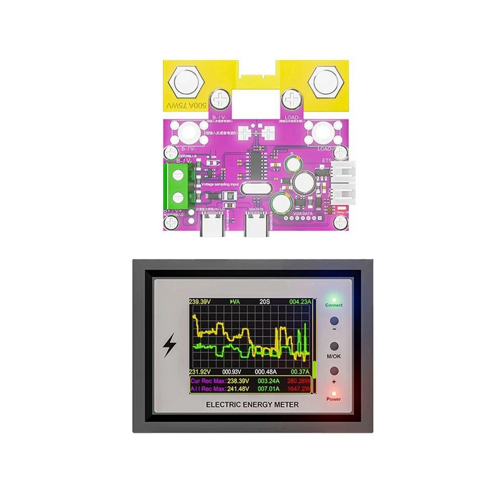 Battery Capacity Tester 0-420V Tuya Wifi Digital Display Voltage Current Coulomb Meter Lithium Battery Monitor 500A 4714185154446