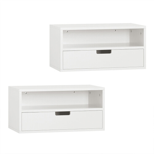 SoBuy Κομοδίνα NKD03-Wx2 Λευκό MDF 2 Συρτάρια