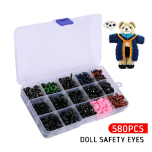 ZOUYUE Plastic Safety Eyes & Noses with Washers, 580 Pcs, Assorted Sizes – Compatible with Amigurumi, Crochet Toys, Stuffed Animals
