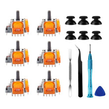 6 Pack TMR Effect Joystick Replacement for PS5 Controller 3D Analog Stick Thumbstick Anti-Drift Parts Repair Tools