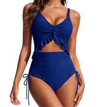 Costum de baie monokini dintr-o singură piesă, cu volane, decupat, înalt