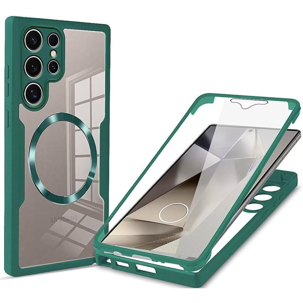 Rugged Clear Hybrid 3-In-1 Phone Case For Galaxy S22 Ultra Â Built-In Screen Protector, Wireless Charging, Compatible With Samsung Galaxy S22 Ultra 9085618864320