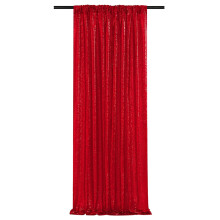 Red Sequin Backdrop Curtain 24"x95", Glitter Party Decor for Wedding, Stage, Christmas – 1 Panel, compatible with standard rods