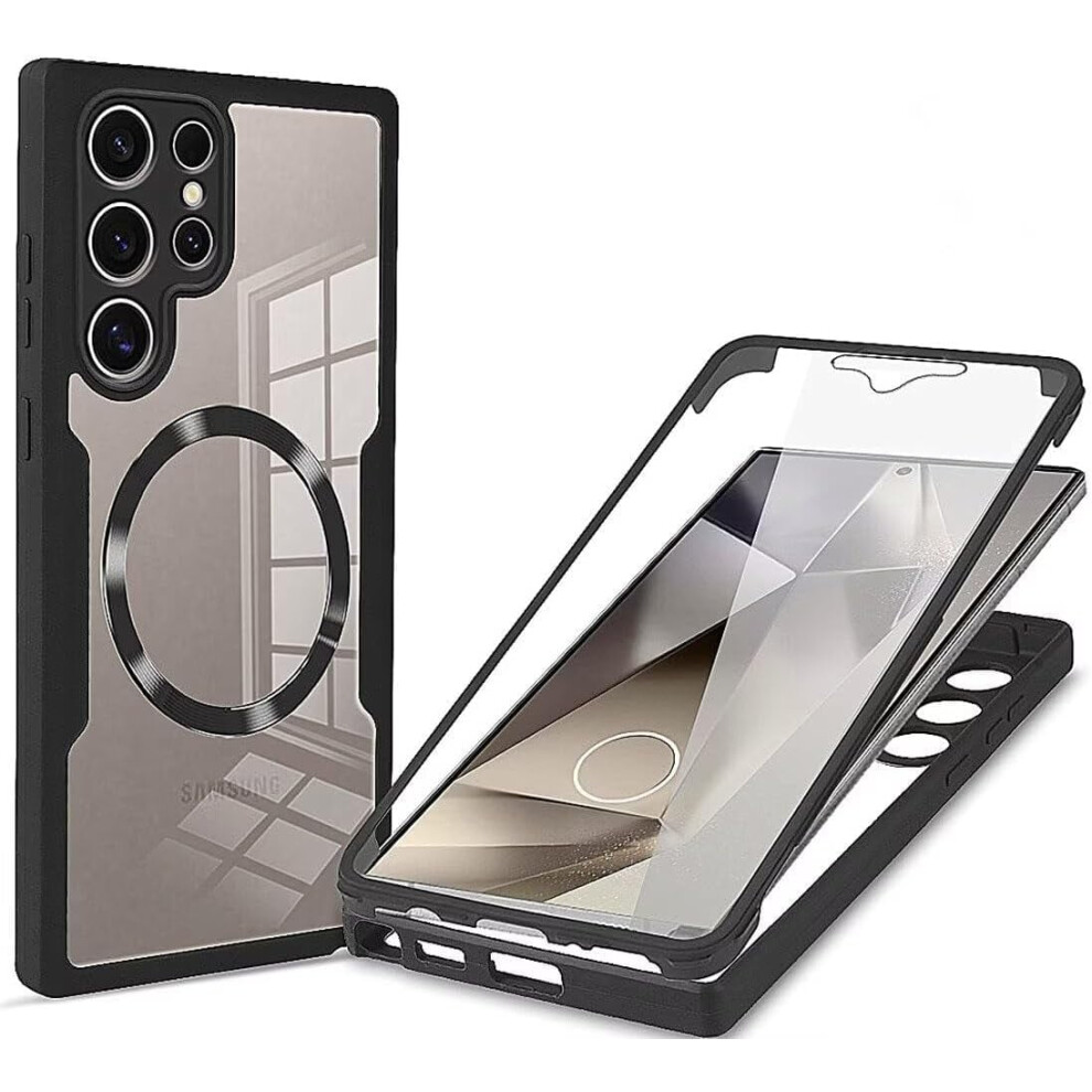 Rugged Clear Hybrid 3-In-1 Case For Galaxy S22 UltraâBuilt-In Screen Protector, Wireless Charging Compatible With Samsung Galaxy S22 Ultra 5G (6.8", 9193271853961