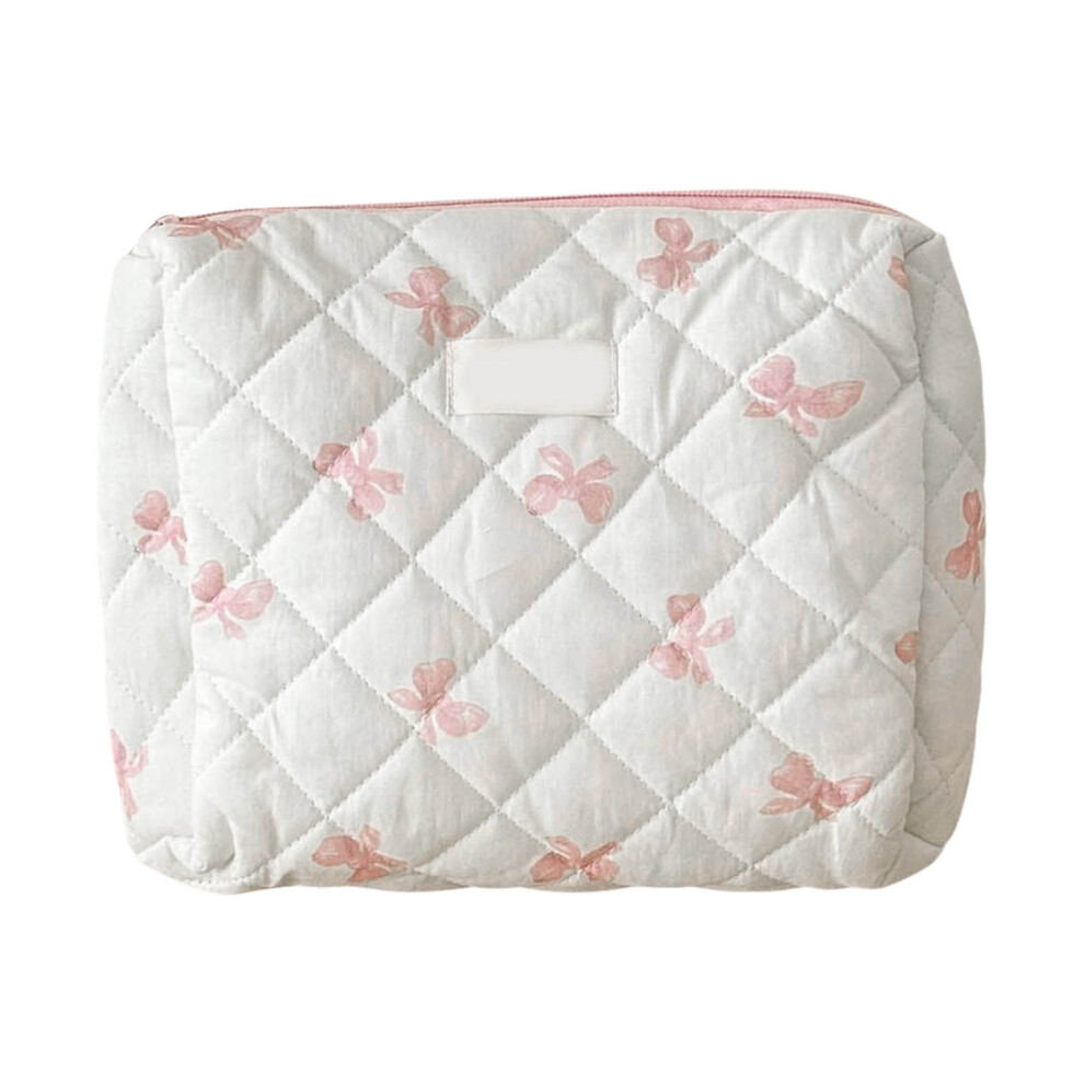 Cute Floral Quilted Cotton Cosmetic Bag for Women â Large Toiletry Pouch, Compatible with Travel
