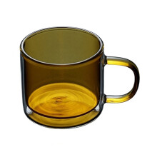 Tasses à café/thé en verre borosilicate à double paroi coloré avec anse, 250 ml