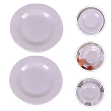 6Pcs Decorative Lavender Plastic Dollhouse Miniature Design Round Plates Set