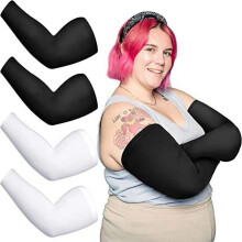 4 Pairs Plus Size Arm Sleeves UV Sun Protection Sleeves Cooling Ice Silk Oversized Arm Compression Sleeve Covers for Women