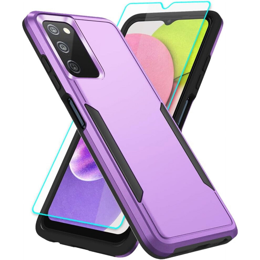 Galaxy A03s Case With Hd Screen Protector & Ring Â Military Grade, Compatible With Samsung A03s Purple 9085618433403