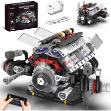 V8 Engine Building Sets With Motor LED Light APP Control Compatible with Lego Technical Car Part Electrically Driven Model for Adults Boys 14+ 662PCS