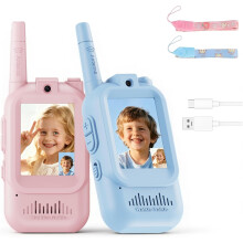 2-Pack Rechargeable Video Walkie Talkies for Kids 3-12, with Camera, Compatible with Indoor/Outdoor Games, Camping & Hiking