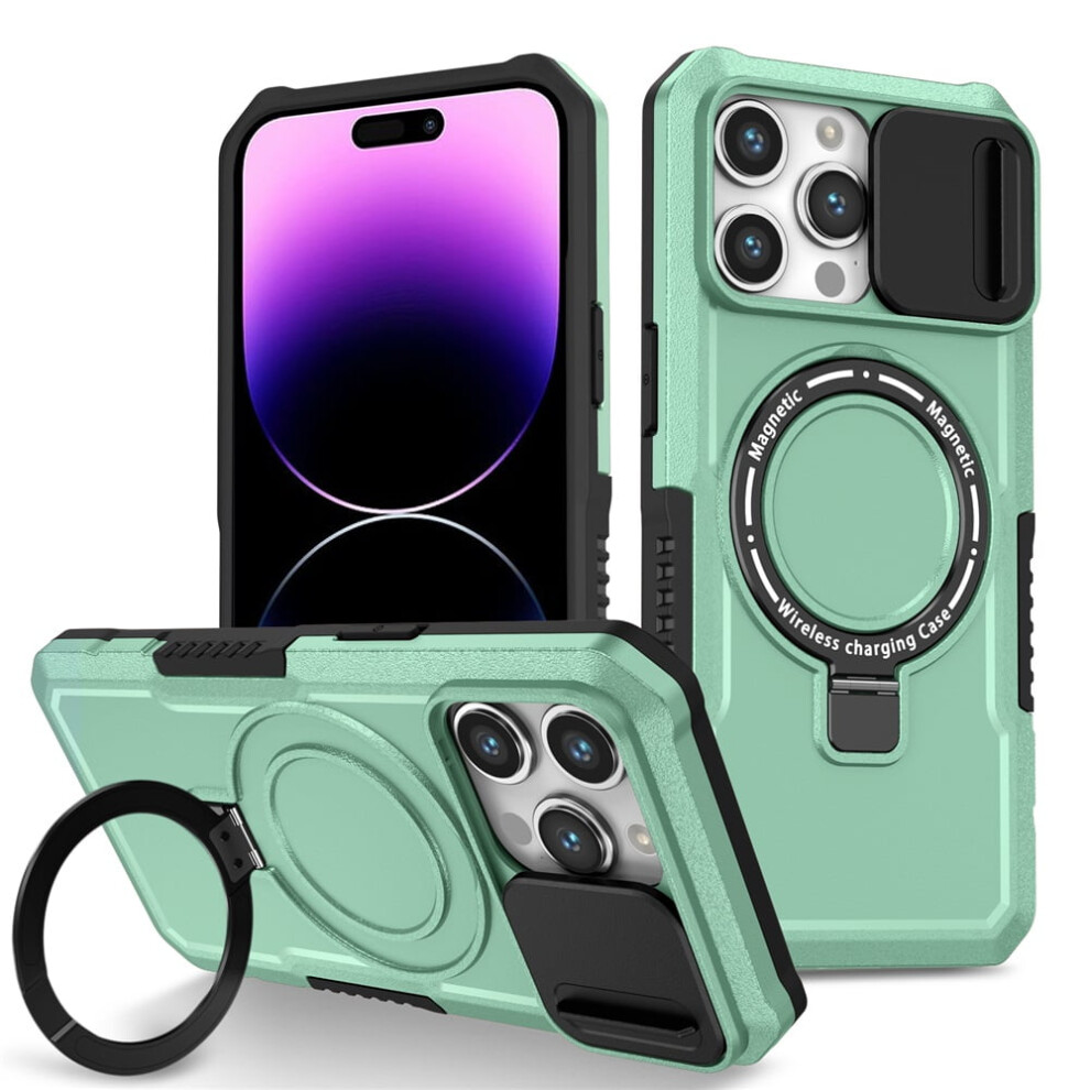 Light Iphone 14 Pro Max 6.7" Case: Sliding Camera Cover, Magsafe Compatible, Shockproof, Hidden Kickstand & Ring Holder Blue 9193271783091