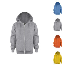 Sweatshirt Color Solid Zip Long Hoodie Top Sleeve Up Girls Kids Boys Coat&