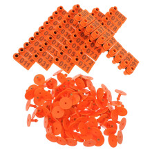 100Pcs Orange Blank Cattle Ear Tags Unique Numbering System Weather Resistant Animal Tags