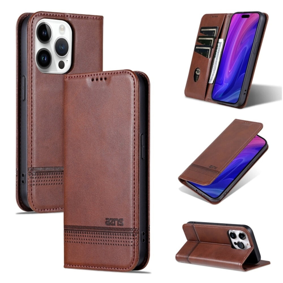 Pu Leather Wallet Case For Iphone 16 Pro Max Dark Brown 9170372604135
