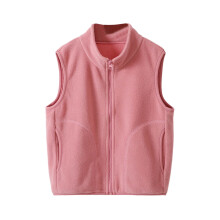 Fleecevest voor meisjes, mouwloos, lichtgewicht, met rits, warm en zacht, met ritszakken, watermeloenrood, 2-3 jaar