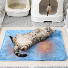 Winter Dog Heating Pad 11.81x19.69", Rechargeable Heated Mat for Dogs & Cats, Calming Electric Pet Blanket – Blue