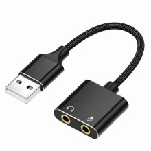 USB Sound Card Adapter 2-Hole for Headphone and Microphone
