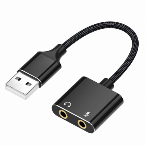 USB Sound Card Adapter 2-Hole for Headphone and Microphone