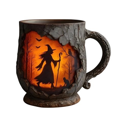 Halloween Witch Themed Ceramic Mug Spooky Forest Decor Coffee Cup