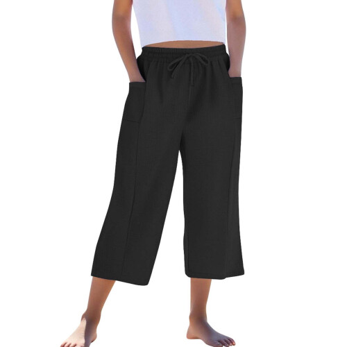 Παντελόνι Capris για Έφηβες Κορίτσια Καλοκαιρινό, Άνετο, Βαμβακερό, Λινό, Ίσιο,