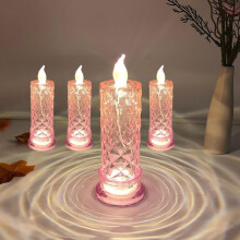 Bougies lumineuses LED en cristal, bougies sans flamme à effet rose, en verre, à piles, pour la Saint-Valentin, un anniversaire, un mariage ou