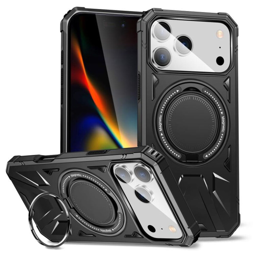 Iphone 17 Pro 6.3" Case: 360 Spin Magnetic Ring Holder, Magsafe Compatible, Mil-Std-810G Shockproof, Black 9152228482104