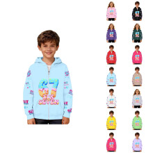 Moletom infantil com zíper e mangas compridas com estampa de anime.
