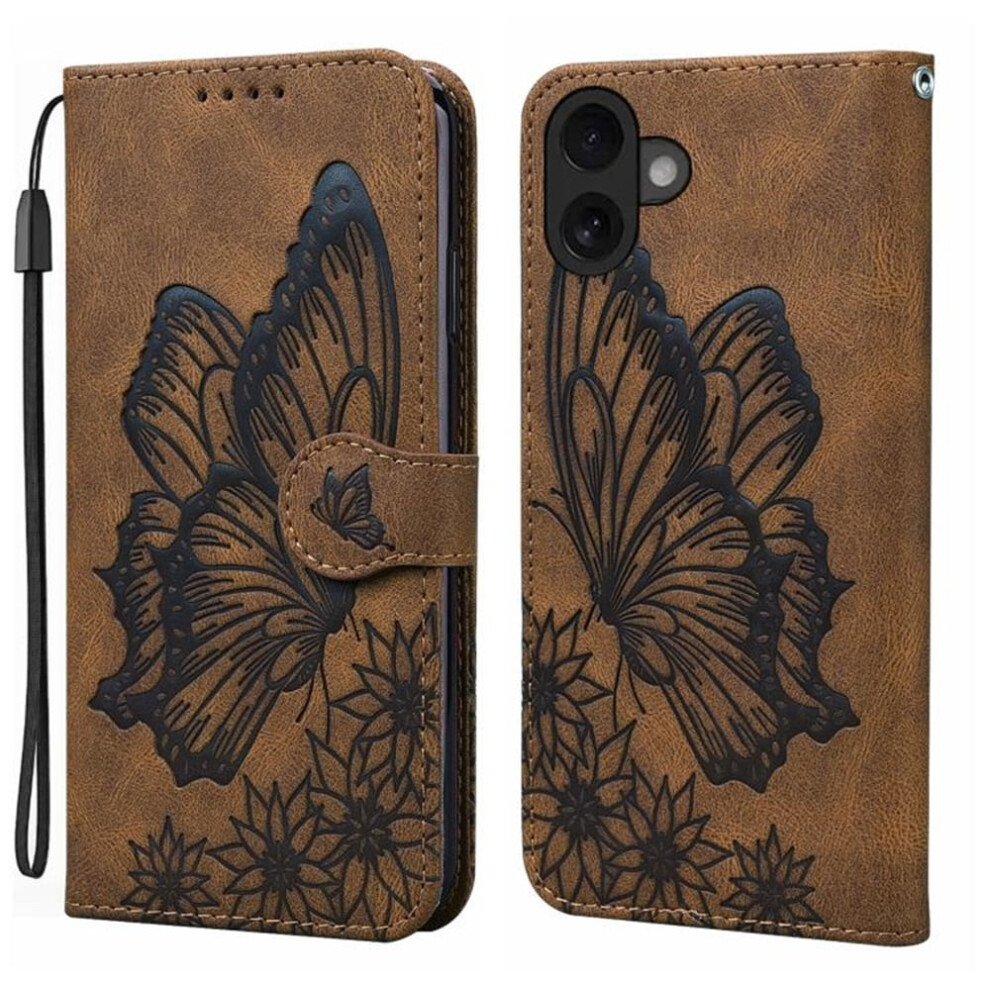 Pu Leather Flip Wallet Case With Magnetic Closure & Card Slots, Compatible With Iphone 17 6.3" Brown 9152228482333