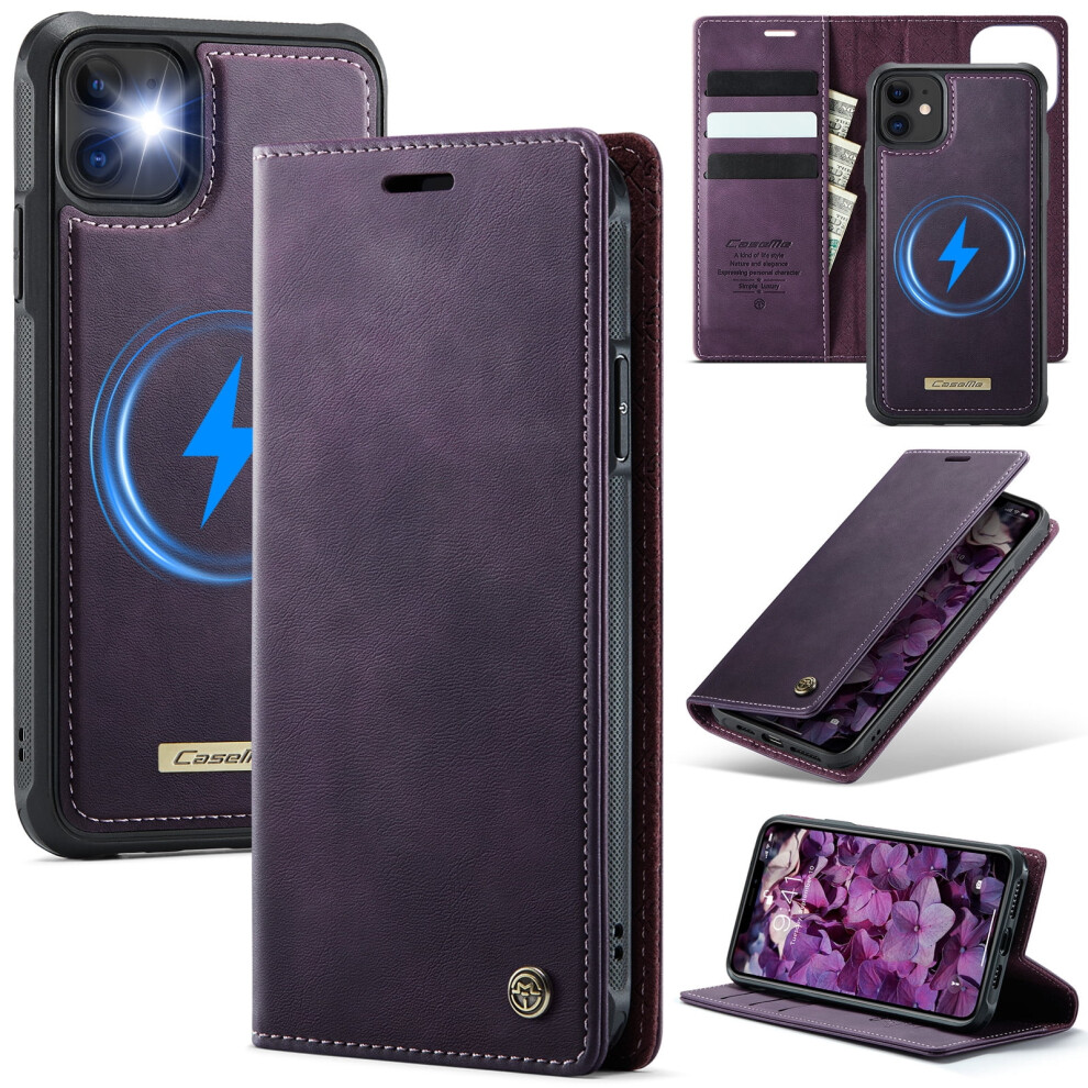 Caseme Iphone 11 Wallet Case Magsafe Rfid Flip Stand Purple 9170372605460