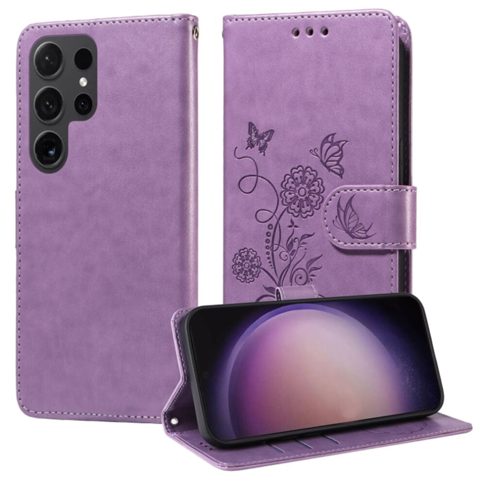 Butterfly Flower Flip Case For Samsung Galaxy S24 Purple 9336866122138