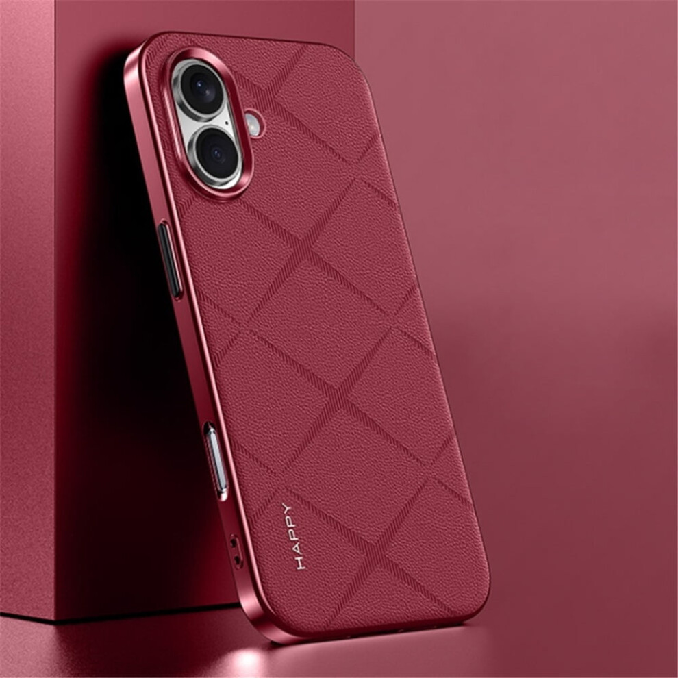 For Compatible With Iphone 16 Case Plain Leather Shockproof With Anti-Fingerprint Camera Protection Phone Case,,For Compatible With Iphone 16 Red 9418476642203