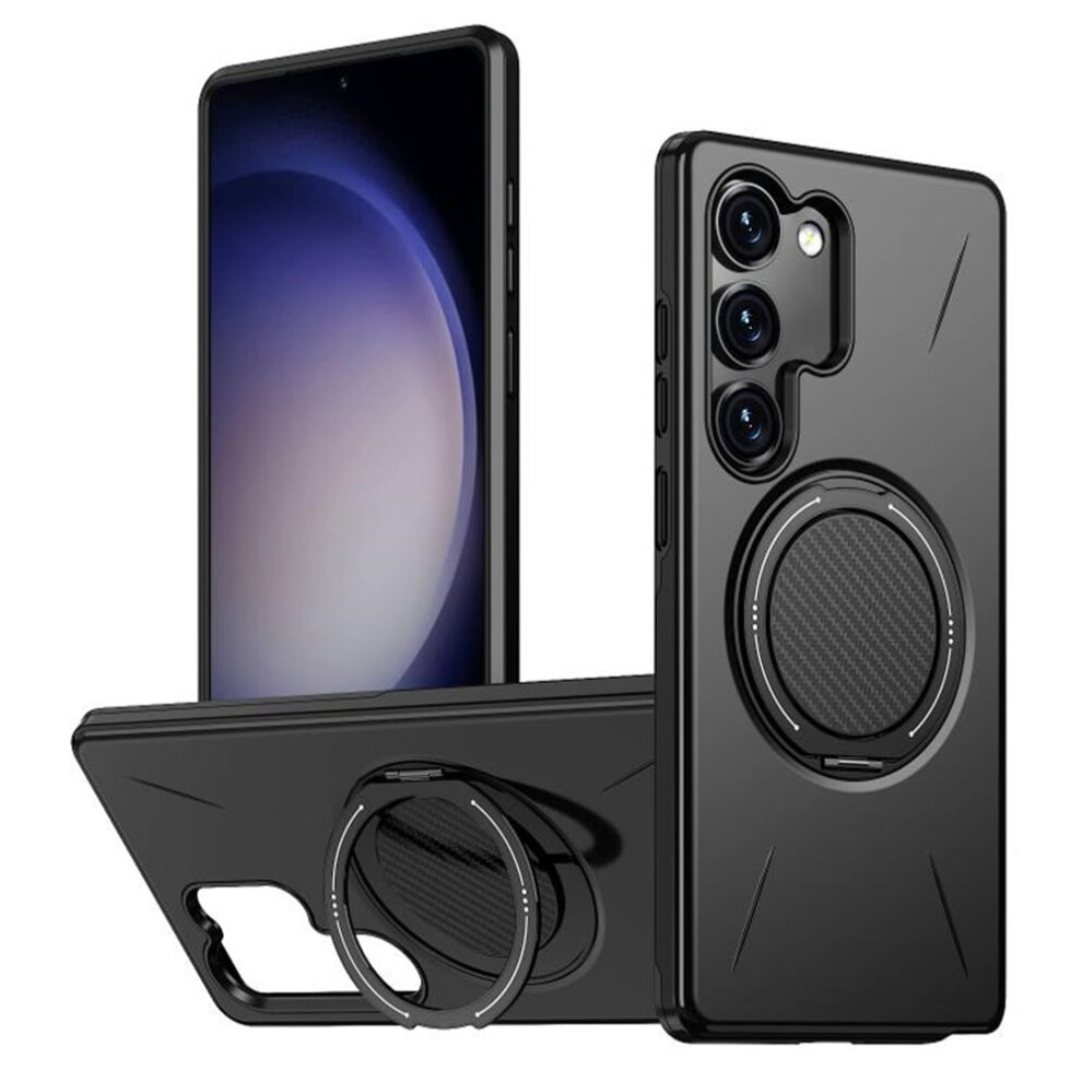 Samsung Galaxy S23 5G Ultra Slim Hybrid Tpu+Pc Case With Metal Rotating Holder, Magsafe Compatible, Military Grade Shockproof, Black 9152228482838