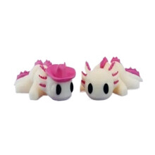 Conjunto de 2 axolotes mexicanos fofos impressos em 3D com articulações móveis.