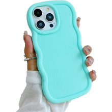 Schattig siliconen hoesje met golvende rand voor iPhone 16 (6,1 inch) – Dun, schokbestendig, meisjesachtige kleuren, compatibel met iPhone 16
