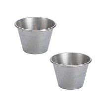 Dreamyjuly 304 Stainless Steel Dipping Bowl with Handle, Small Sauce Pot for Ketchup Vinegar, Western Restaurant Cooking and Serving Dish, B 2Pcs