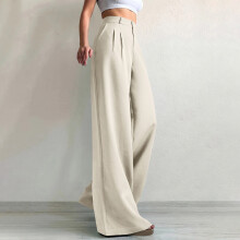 Women's High Waisted Straight Leg Wide Leg Office Pants, Pure Color Casual Commuting Trousers with Pockets