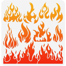 Plantilla de llama de 30 x 30 cm, plantilla de plástico reutilizable con diseño de fuego, 9 estilos para manualidades en ventanas y paredes –