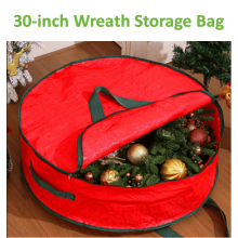 30" Red Christmas Wreath Storage Bag - Festive Color with Reinforced Handles, Water-Resistant Design to Safeguard Wreaths for Next Holiday Season