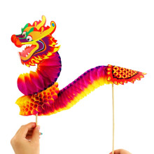 Decoración de dragón de papel chino, guirnalda y marioneta de danza del dragón para Año Nuevo, juguete educativo para manualidades, decoración