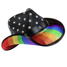 Sombrero de paja Panamá con ribete de estrella exótica para mujer y hombre, accesorios para fotos, estilo western, unisex.