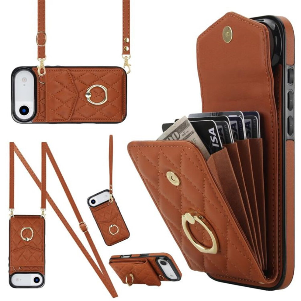 Premium Pu Leather Iphone Air Case Â Accordion Wallet, Rfid Shielding, Adjustable Ring & Detachable Crossbody/Wrist Strap Â Brown 9193271784784