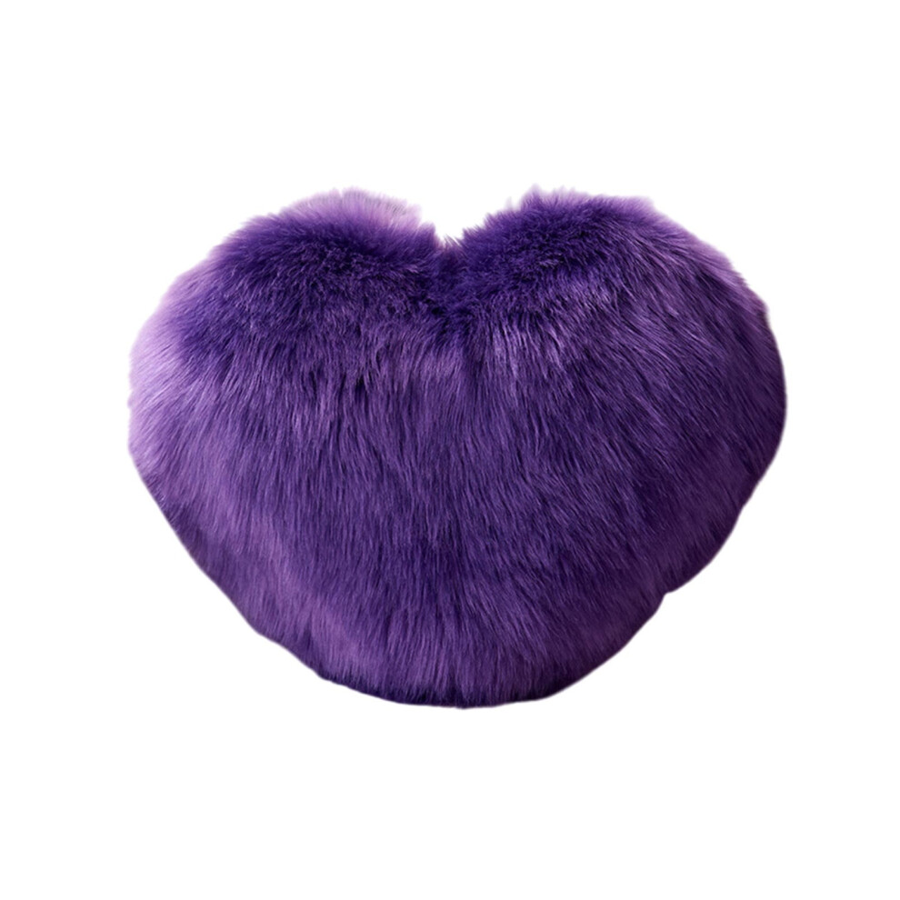Purple plush heart-shaped pillow with faux wool 1 pcs