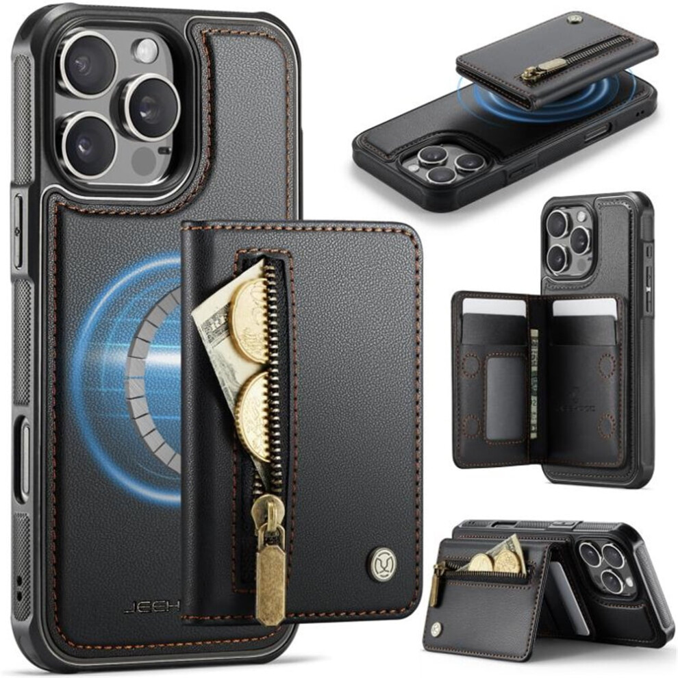 Iphone 15 Pro Magsafe Case Pu Leather Wallet With Card 941196061287
