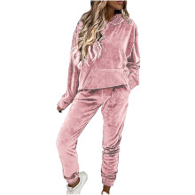Women's Velvet Tracksuit Set Hoodie Sweatshirt with Pockets and Jogging Pants Warm Sweatsuit