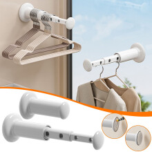 Non-Perforated Wall-Mounted Clothesline Pole | Telescopic Folding Drying Rack | No-Drill Expandable Retractable Bar for Balcony/Hotel/Travel |