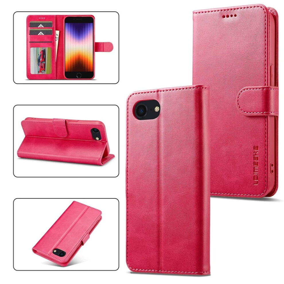 Lc.imeeke Pu Leather Flip Case For Iphone 16E Â Magnetic Closure, Card Slot, Kickstand, Shockproof, Red 9418476642081