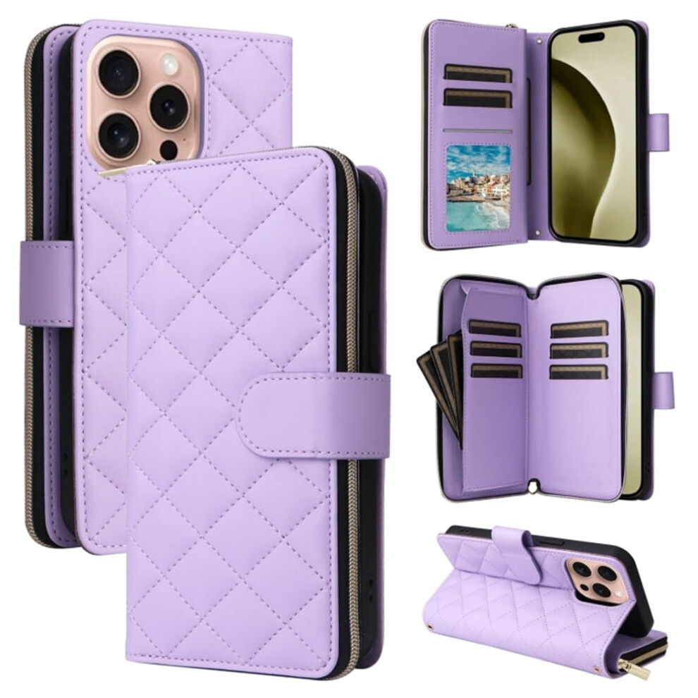 Magnetic Flip Wallet Case For Iphone 16 Pro With 9 Purple 9152228993440