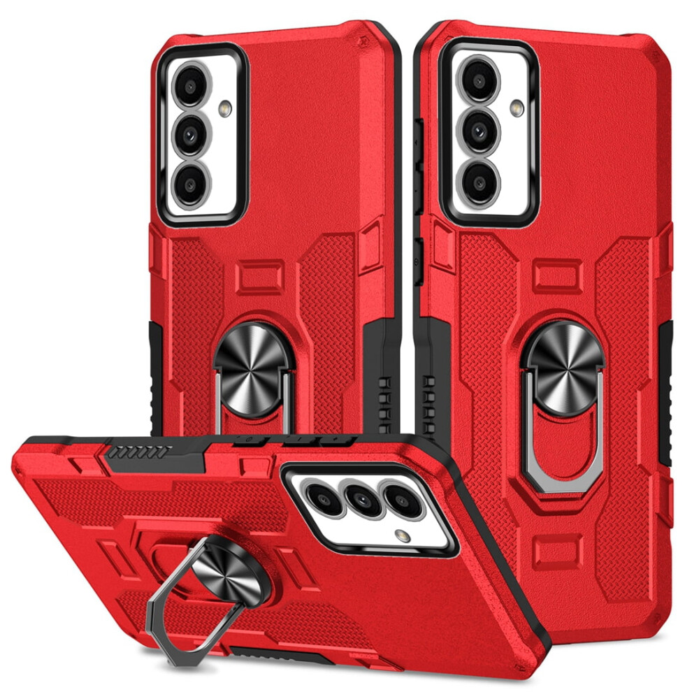 Rugged Defender Case For Samsung Galaxy A13 5G (6.5") Â With Ring Holder, Kickstand, Anti-Fingerprint & Anti-Drop Protection Red 9485826582809