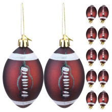 12Pcs Christmas Ball Ornaments Brown Plastic Football Hanging Decorations for Tree